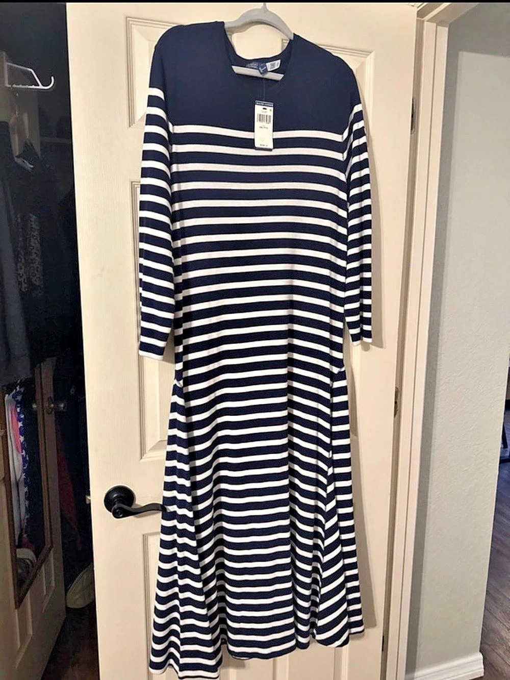 Polo Ralph Lauren Striped Maxi Dress in Blue & White Size XXL NWT